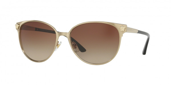 Versace VE2168 Sunglasses, 1377T3 MATTE BLACK/PALE GOLD LIGHT GR (BLACK)