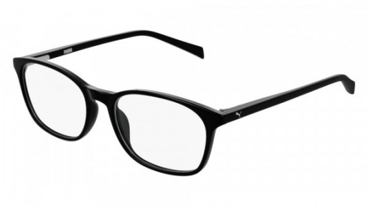 Puma PJ0031O Eyeglasses, 002 - BLACK with PINK temples and TRANSPARENT lenses