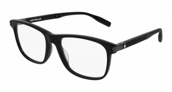 Montblanc MB0035O Eyeglasses, 003 - HAVANA with BLACK temples and TRANSPARENT lenses