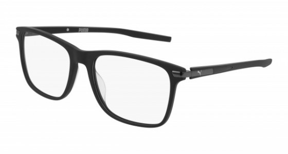 Puma PU0258O Eyeglasses, 004 - CRYSTAL with BLACK temples and TRANSPARENT lenses