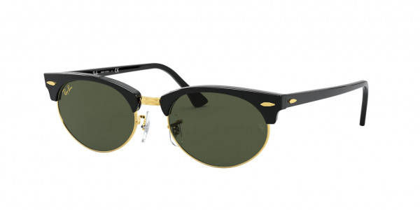 Ray-Ban RB3946 CLUBMASTER OVAL Sunglasses, 1305B1 CLUBMASTER OVAL WRINKLED BLACK (BLACK)