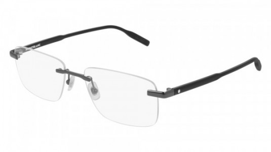 Montblanc MB0088O Eyeglasses, 002 - SILVER with BLACK temples and TRANSPARENT lenses