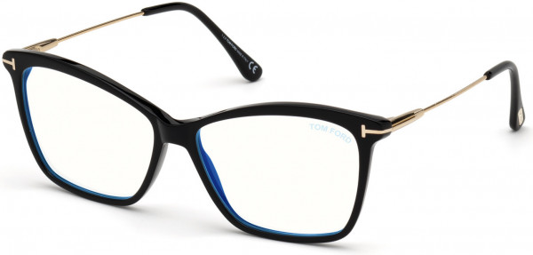 Tom Ford FT5687-B Eyeglasses, 001 - Shiny Black / Shiny Pale Gold
