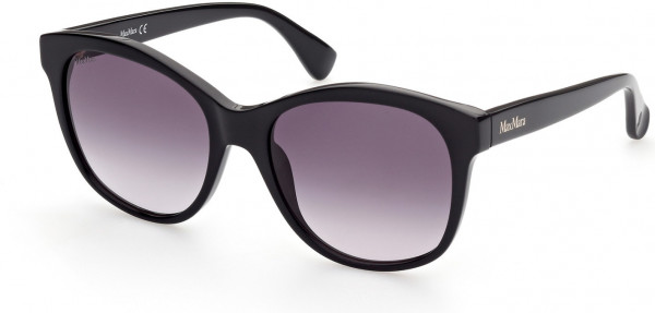 Max Mara MM0007 Logo1 Sunglasses, 56F - Shiny Tokyo Tortoise, Shiny Black, Shiny Pale Gold / Gradient Brown