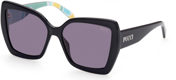 Emilio Pucci EP0176 Sunglasses, 01A - Shiny Black / Black/Texture