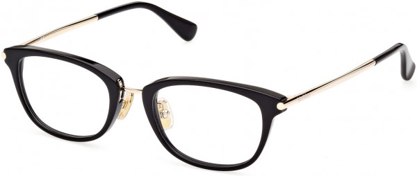 Max Mara MM5043-D Eyeglasses, 001 - Shiny Black / Shiny Pale Gold