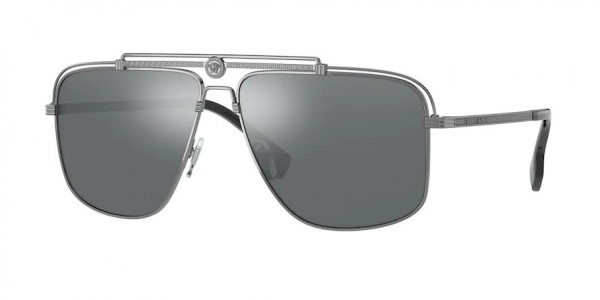 Versace VE2242 Sunglasses, 10016G GUNMETAL LIGHT GREY MIRROR BLA (GREY)