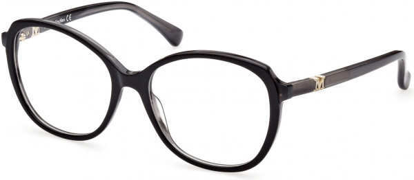 Max Mara MM5052 Eyeglasses, 001 - Black/Monocolor / Grey/Striped