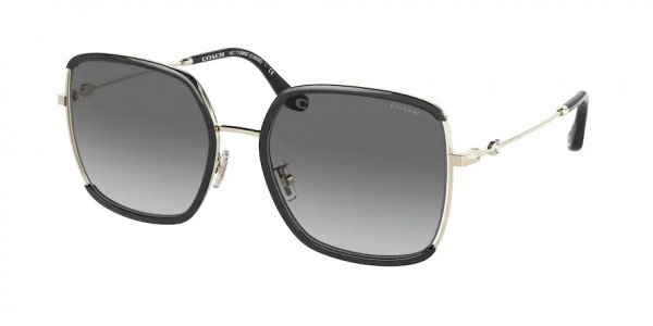 Coach HC7139BD C8000 Sunglasses, 934611 C8000 LIGHT GOLD / BLACK GREY (GOLD)