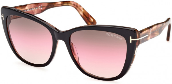 Tom Ford FT0937 NORA Sunglasses, 53W - Shiny Medium Blonde Havana/ Gradient Blue To Amber Lenses