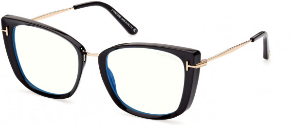 Tom Ford FT5816-B Eyeglasses, 001 - Shiny Black / Shiny Rose Gold