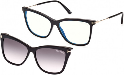 Tom Ford FT5824-B Eyeglasses, 001 - Shiny Black / Shiny Black