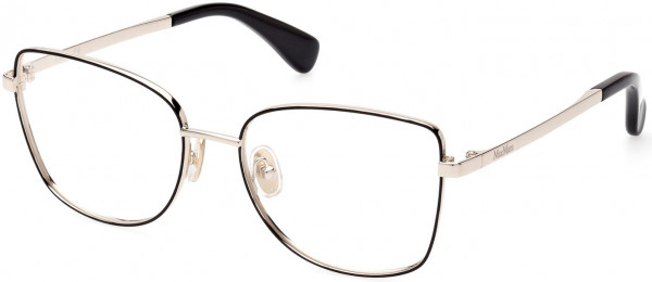Max Mara MM5074 Eyeglasses, 005 - Shiny Black / Shiny Pale Gold