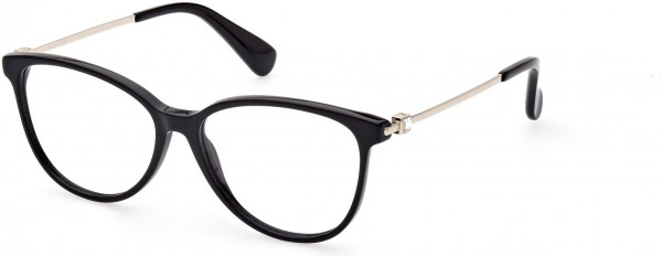 Max Mara MM5078 Eyeglasses, 001 - Shiny Black / Shiny Pale Gold