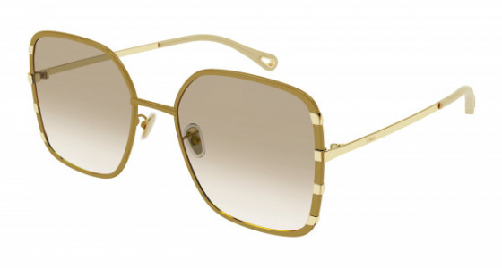 Chloé CH0143S Sunglasses, 003 - PINK with GOLD temples and ORANGE lenses