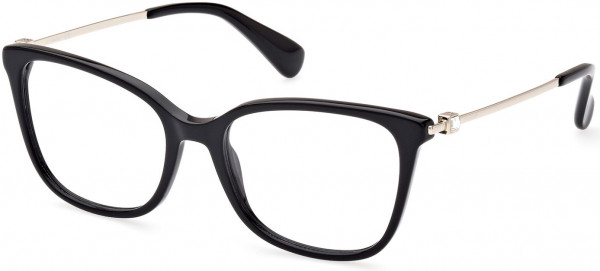 Max Mara MM5079 Eyeglasses, 001 - Shiny Black / Shiny Pale Gold