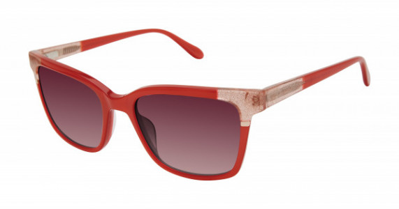 Lulu Guinness L183 Sunglasses, Black/Red (BLK)