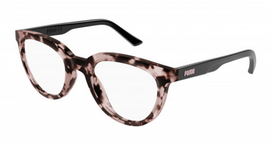 Puma PJ0067O Eyeglasses, 002 - HAVANA with BLACK temples and TRANSPARENT lenses