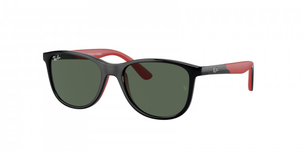 Ray-Ban Junior RJ9077SF Sunglasses, 713171 BLACK ON RUBBER RED DARK GREEN (BLACK)