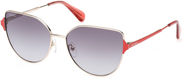 MAX&Co. MO0082 Sunglasses, 32B - Shiny Pale Gold / Shiny Light Red