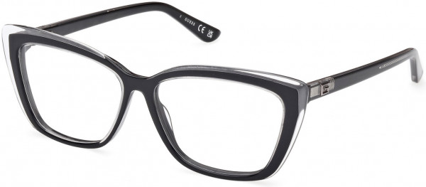 Guess GU2977 Eyeglasses, 005 - Black/Crystal / Black/Crystal