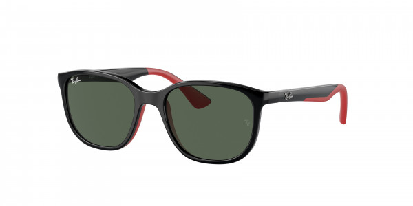 Ray-Ban Junior RJ9078SF Sunglasses, 713171 BLACK ON RUBBER RED DARK GREEN (BLACK)