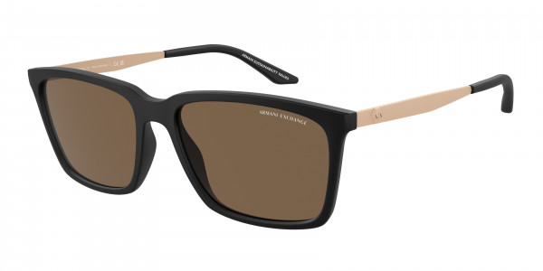 Armani Exchange AX4138S Sunglasses, 807873 MATTE BLACK DARK BROWN (BLACK)