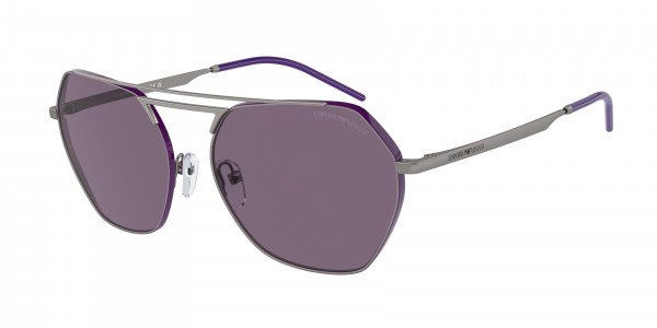 Emporio Armani EA2148 Sunglasses, 30101A SHINY GUNMETAL VIOLET (GREY)