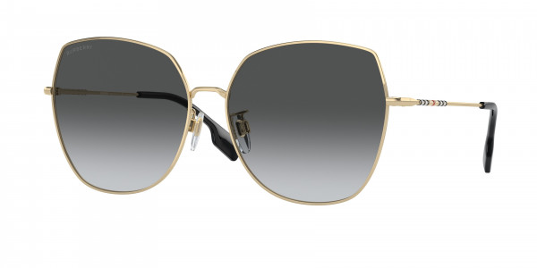 Burberry BE3136D Sunglasses, 101787 GOLD DARK GREY (GOLD)