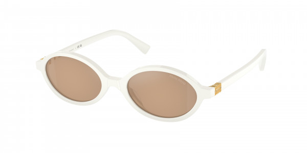 Miu Miu MU 04ZS Sunglasses, 14240D WHITE LIGHT ORANGE MIRROR SILV (WHITE)