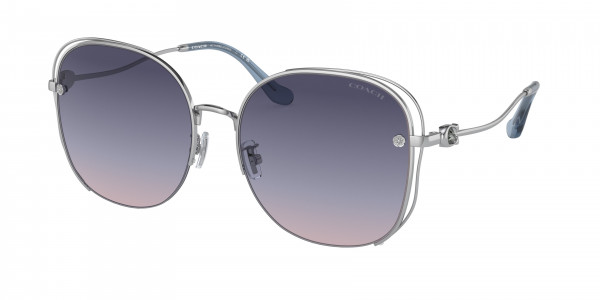 Coach HC7145BD CD453 Sunglasses, 90018H CD453 SHINY SILVER BLUE PURPLE (SILVER)