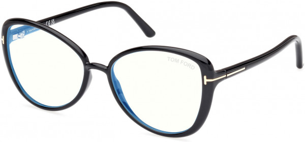 Tom Ford FT5907-B Eyeglasses, 001 - Shiny Black / Shiny Black