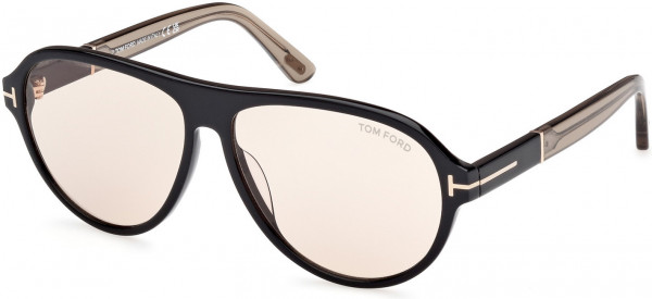Tom Ford FT1080 QUINCY Sunglasses, 53F - Blonde Havana / Shiny Light Blue