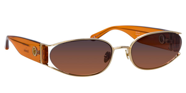 Linda Farrow LFL1157SAN SHELBY Sunglasses, (006) LIGHT GOLD/ ORANGE/ DUSK GRAD