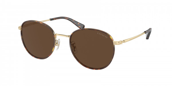 Coach HC7163 CR631 Sunglasses, 90053G CR631 LIGHT GOLD / DARK TORTOI (GOLD)