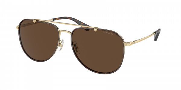 Coach HC7164 CR626 Sunglasses, 90053G CR626 LIGHT GOLD / DARK TORTOI (GOLD)