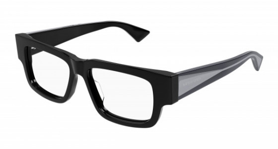 Bottega Veneta BV1280O Eyeglasses, 001 - BLACK with GREY temples and TRANSPARENT lenses