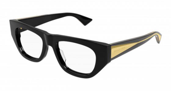 Bottega Veneta BV1279O Eyeglasses, 001 - BLACK with CRYSTAL temples and TRANSPARENT lenses