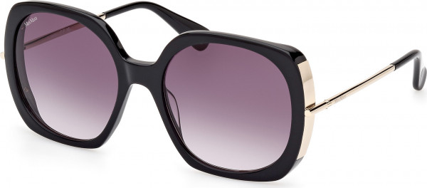 Max Mara MM0079 MALIBU9 Sunglasses, 01B - Shiny Black / Shiny Pale Gold