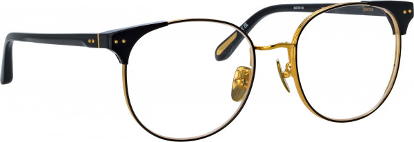 Linda Farrow LFL1507 SPENCE Eyeglasses, (001) BLACK/ BLACK/ YELLOW GOLD