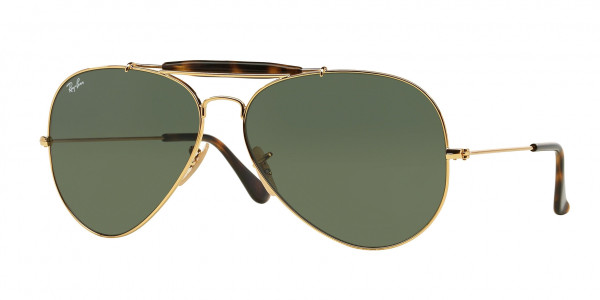 Ray-Ban RB3029 OUTDOORSMAN II Sunglasses, 181 OUTDOORSMAN II ARISTA G-15 GRE (GOLD)