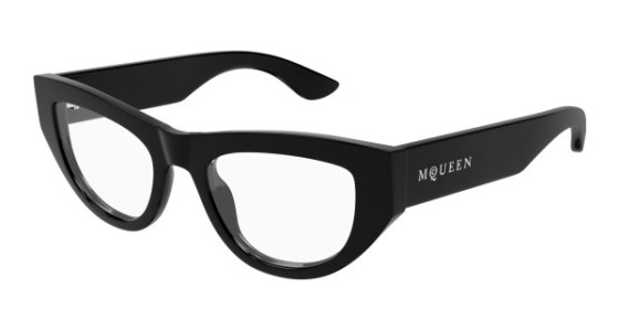 Alexander McQueen AM0512O Eyeglasses, 001 - BLACK with TRANSPARENT lenses