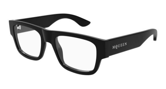 Alexander McQueen AM0511O Eyeglasses, 001 - BLACK with TRANSPARENT lenses