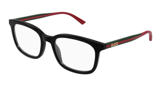 Gucci GG1928O Eyeglasses, 001 - BLACK with GREEN temples and TRANSPARENT lenses