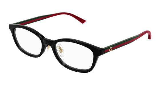 Gucci GG1903OJ Eyeglasses, 001 - BLACK with GREEN temples and TRANSPARENT lenses