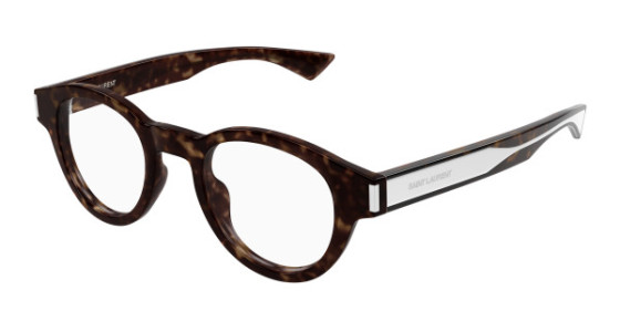Saint Laurent SL 792 Eyeglasses, 002 - HAVANA with CRYSTAL temples and TRANSPARENT lenses