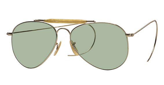 Shuron MacArthur Sunglasses, Gold w/ Cable Temple (Clear Lenses)