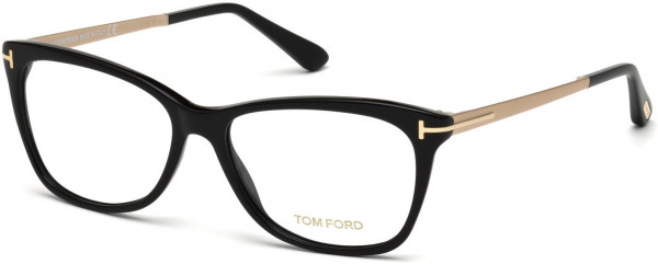 Tom Ford FT5353 Eyeglasses, 001 - Shiny Black / Shiny Rose Gold