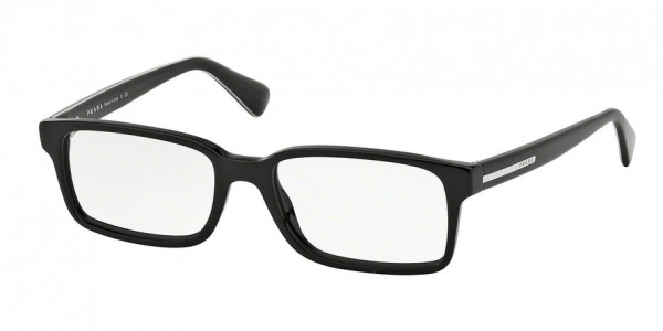 Prada PR 15QVF PLAQUE Eyeglasses, 1AB1O1 BLACK (BLACK)