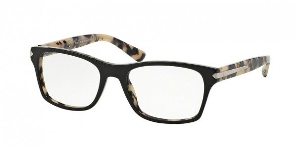 Prada PR 16SVF Eyeglasses, ROK1O1 TOP BLACK/WHITE HAVANA (BLACK)